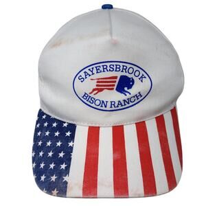 Sayers Brook Bison Ranch 5 Panel Cap Multicolor OS Adjustable Patriotic Nissin